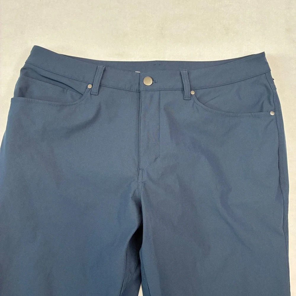 Lululemon ABC Pants Mens 34x31 Navy Blue Performance Stretch 5-Pocket Straight